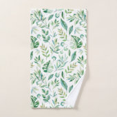 Botanisch groen rustiek gebladerpatroon handdoek (Handdoek)