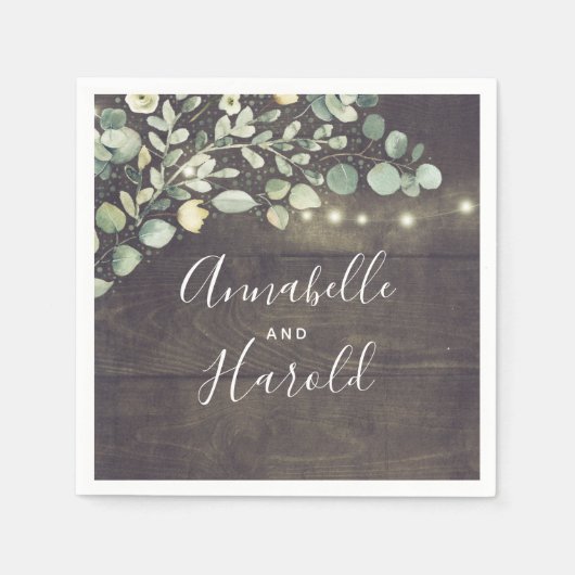 Botanisch groen rustiek land bruiloft servet (Voorkant)