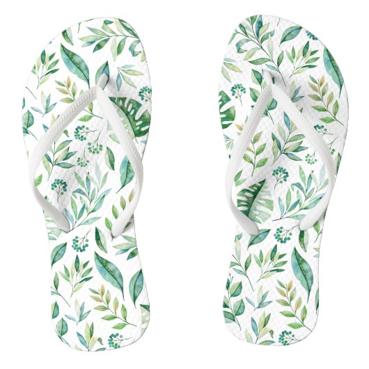 Botanisch groen rustiek patroon teenslippers (Voetbed)