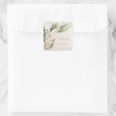 Botanisch groen  rustieke bruiloft gunst vierkante sticker (Tas)