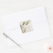 Botanisch groen  rustieke bruiloft gunst vierkante sticker (Envelop)