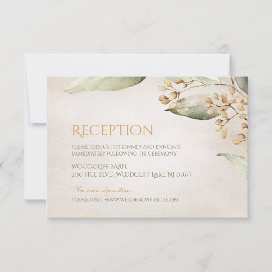 Botanisch groen rustieke ontvangstkaart RSVP kaartje (Voorkant)