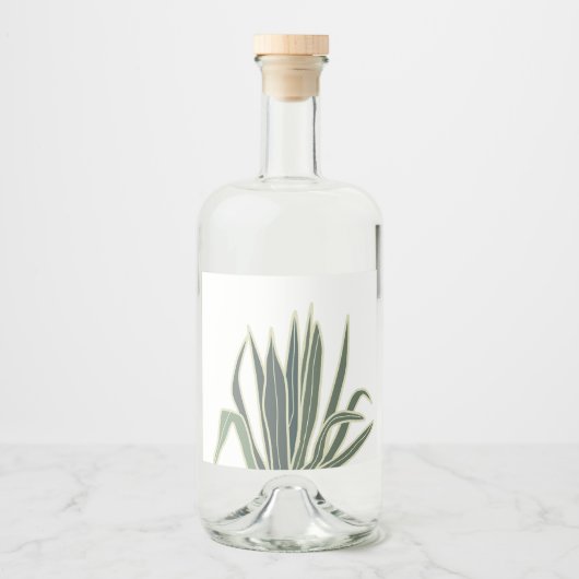 Botanisch groen tropisch blad likeurfles etiket (Voorkant)