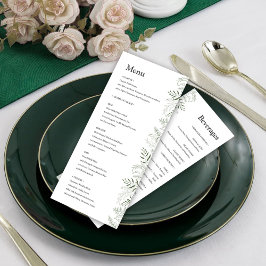 Botanisch groen trouwmenu met drankjes