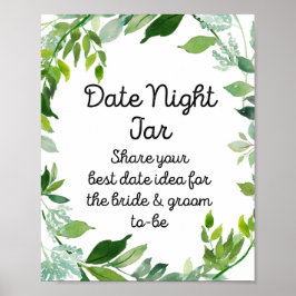 Botanisch groen uithangbord - Date Night Jar Poster