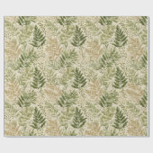 Botanisch groen varen beige bloemmotief cadeaupapier (Vlak)