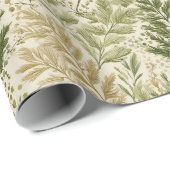 Botanisch groen varen beige bloemmotief cadeaupapier (Rol Hoek)