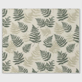 Botanisch groen varen beige bloemmotief cadeaupapier (Vlak)