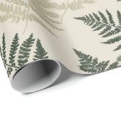Botanisch groen varen beige bloemmotief cadeaupapier (Rol Hoek)