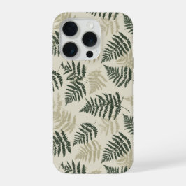Botanisch groen varen beige bloemmotief iPhone 15 pro case