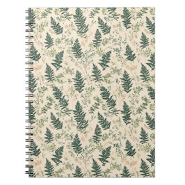 Botanisch groen varen beige bloemmotief notitieboek