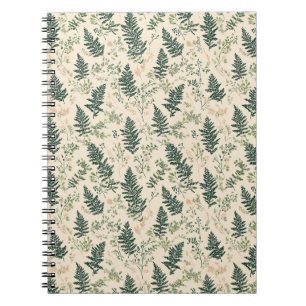 Botanisch groen varen beige bloemmotief notitieboek
