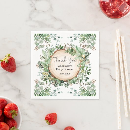 Botanisch groen Vrijgezellenfeest Baby 1e Verjaard Servet (Insitu)