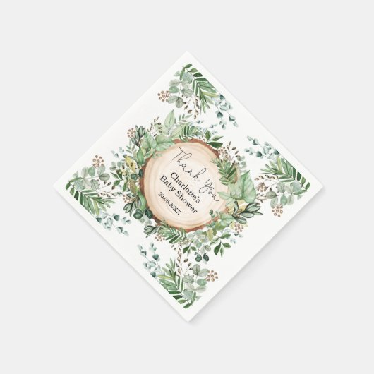 Botanisch groen Vrijgezellenfeest Baby 1e Verjaard Servet (Hoek)