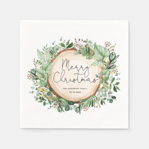 Botanisch groen Vrolijk kerstfeest Servet