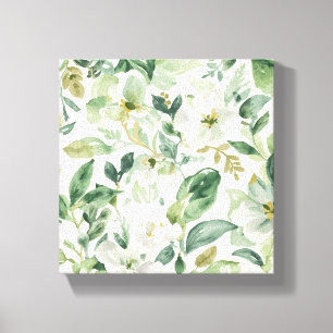 Botanisch groen waterverf bloemen bladeren natuur  canvas afdruk