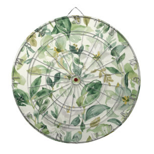 Botanisch groen waterverf bloemen bladeren natuur  dartbord