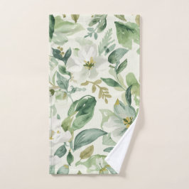 Botanisch groen waterverf bloemen bladeren natuur handdoek