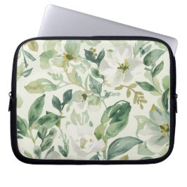 Botanisch groen waterverf bloemen bladeren natuur  laptop sleeve