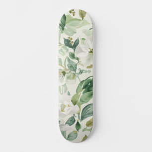 Botanisch groen waterverf bloemen bladeren natuur  persoonlijk skateboard