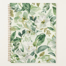 Botanisch groen waterverf bloemen bladeren natuur  planner