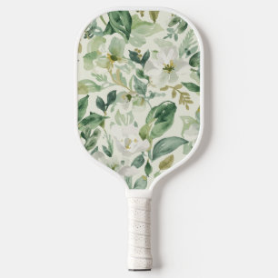 Botanisch groen waterverf bloemmotief bladeren nat pickleball paddle