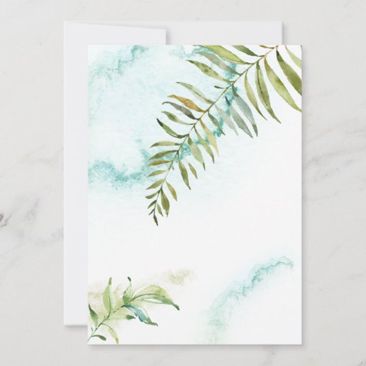 ~ Botanisch groen Waterverf Elegante bruiloft Kaart (Achterkant)