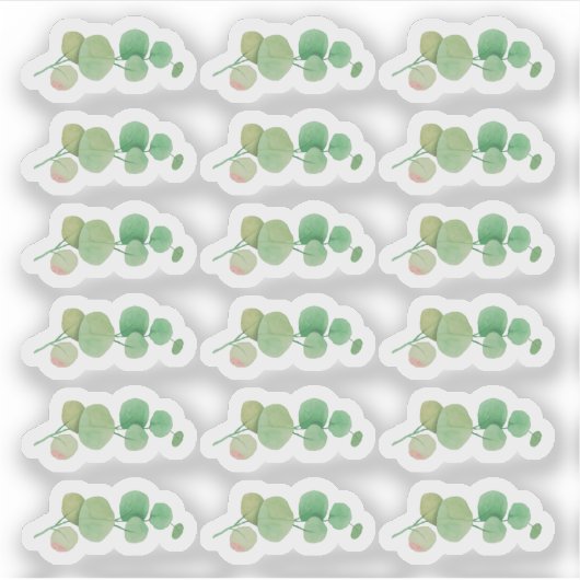 Botanisch groen Waterverf Eucalyptusblad Sticker (Voorkant)