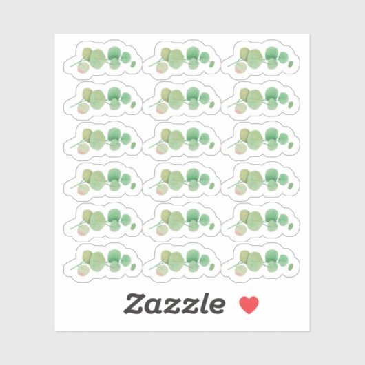 Botanisch groen Waterverf Eucalyptusblad Sticker (Vel)