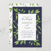 Botanisch groen Waterverf Petite Wedding Kaart (Voorkant / Achterkant)