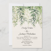 Botanisch groen Waterverf verlaat bruiloft Kaart (Voorkant)