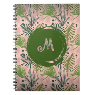 Botanisch groen Waterverf verlaat monogram Notitieboek