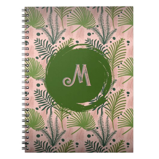 Botanisch groen Waterverf verlaat monogram Notitieboek (Voorkant)