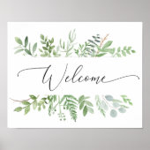 Botanisch groen welkomstbord bruiloft of shower poster (Voorkant)