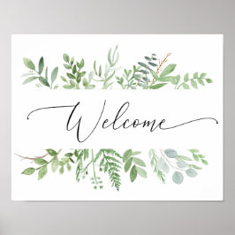 Botanisch groen welkomstbord bruiloft of shower poster