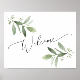 Botanisch groen welkomstbord bruiloft of shower poster