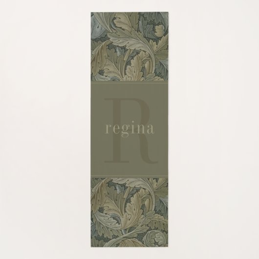 botanisch groen William Morris Monogram Yogamat (Achterkant)