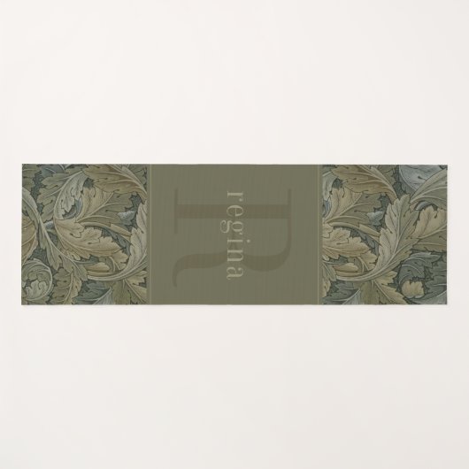 botanisch groen William Morris Monogram Yogamat (Voorkant (horizontaal))