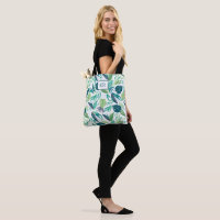 Botanisch groen & wit blad patroon monogram