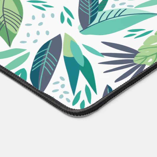 Botanisch Groen & Wit Bladpatroon Bureaumat (Hoek)