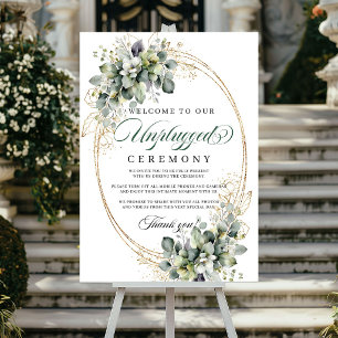 Botanisch groen witte unplugged ceremonie bruiloft poster