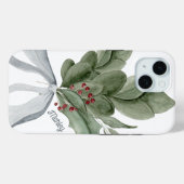 Botanisch groen zilveren lint gepersonaliseerd Case-Mate iPhone case (Achterkant (horizontaal))