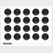 Botanisch groen zwart bruiloft gunst ronde sticker (Vel)