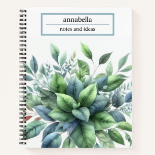 Botanisch groene bladeren aquarel elegante notitie notitieboek