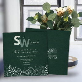Botanisch groene bladrijke trouwkaart kaart