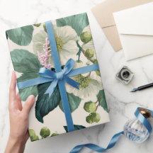 Botanisch groene bloemcrème bloempatroon