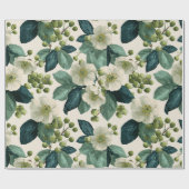 Botanisch groene bloemcrème bloempatroon cadeaupapier (Vlak)