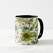 Botanisch groene bloemcrème bloempatroon mok (Voorkant rechts)