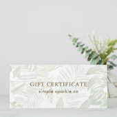 Botanisch groene palmenblad cadeaubon (Staand voorkant)