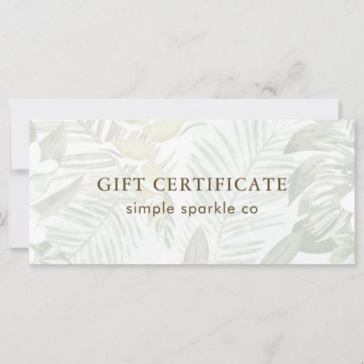Botanisch groene palmenblad cadeaubon (Voorkant)
